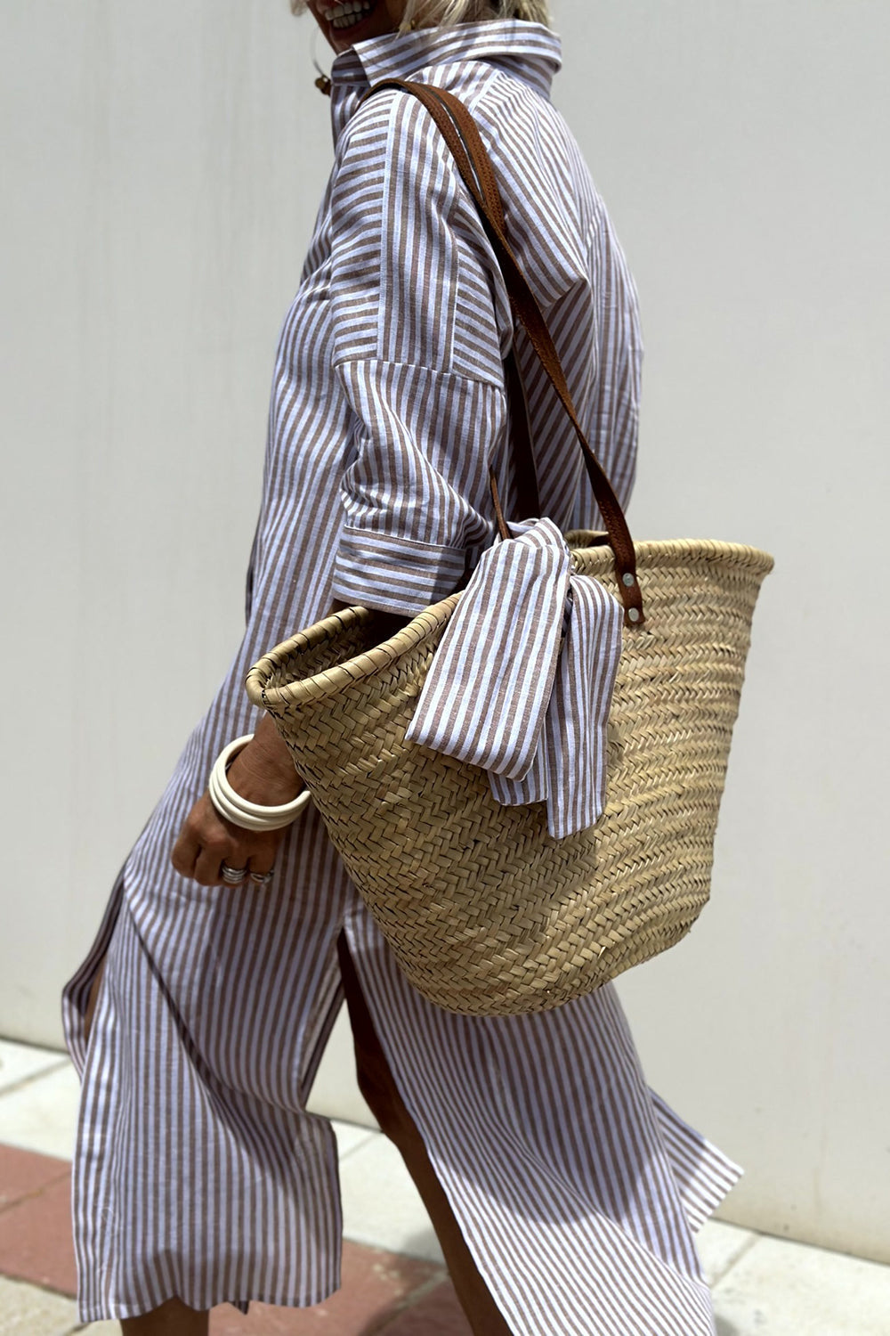 Sophia – Elegant Striped Shirt Dress