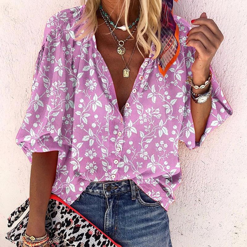 Talia-Dotted Button-Down Blouse
