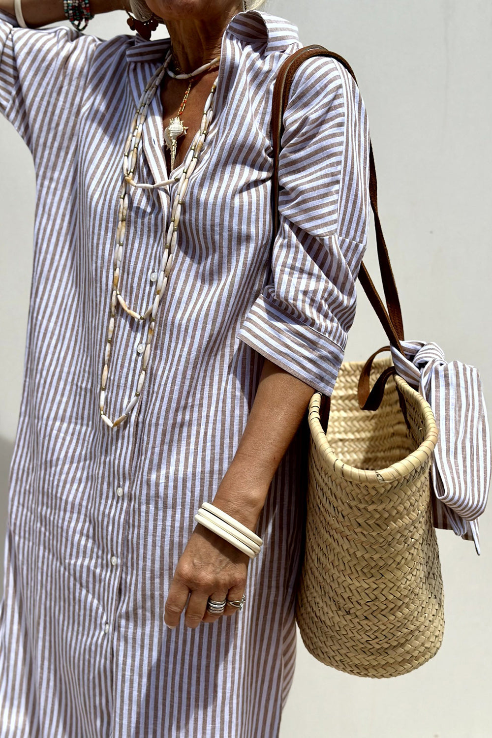 Sophia – Elegant Striped Shirt Dress