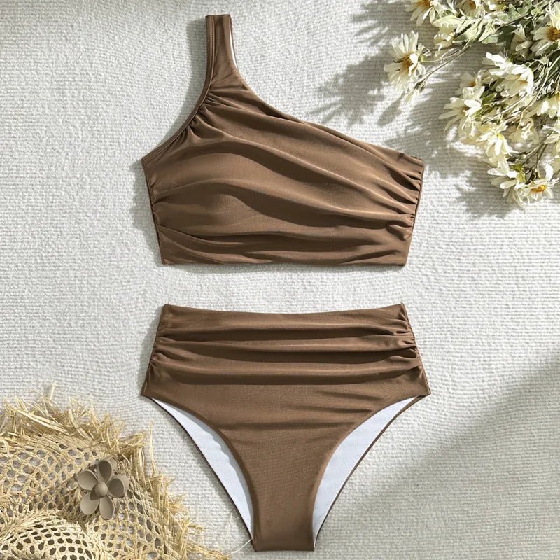 One Shoulder High Waisted Bikini Set - La femme Toronto