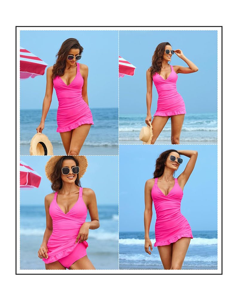 Swimdress – Shaping Swimsuit with Ruffles and Skirt Detail
