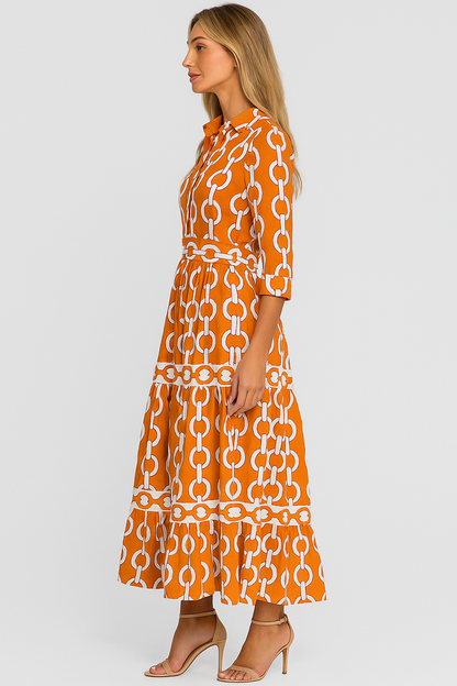 Diane - Chain Link Printed Summer Maxi Dress