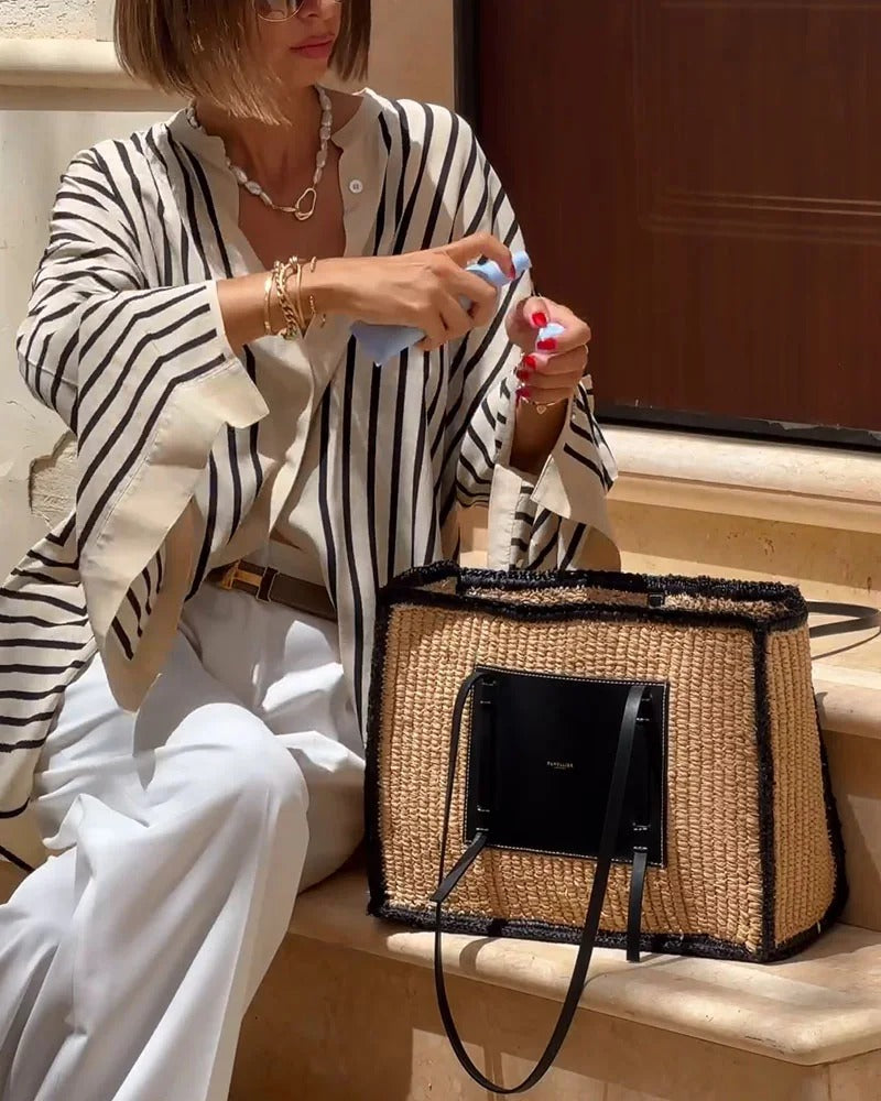 Zena- Casual Split-Striped Shirt