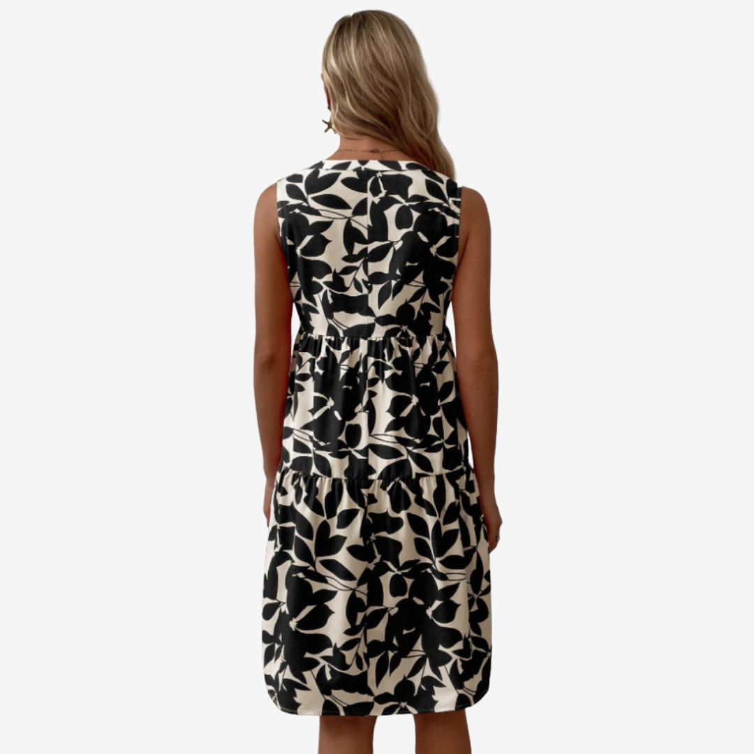 Séraphine™ Midi Dress with Leaf Motifs - La femme Toronto
