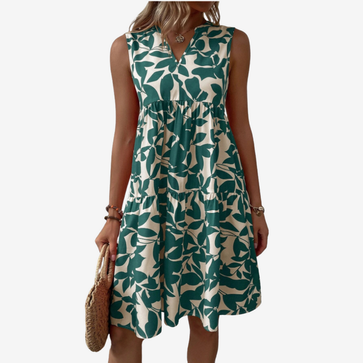 Séraphine™ Midi Dress with Leaf Motifs - La femme Toronto