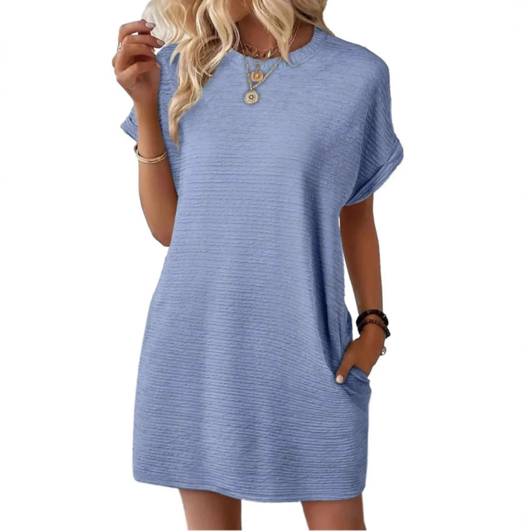 EVASHA™ – Casual Minimalist Round Neck Summer Dress - La femme Toronto