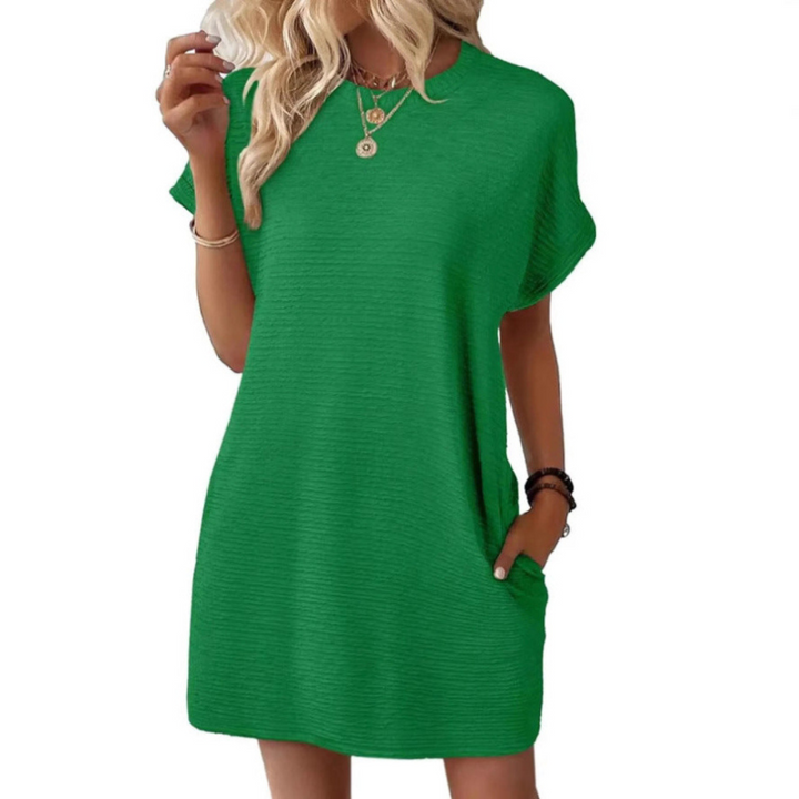 EVASHA™ – Casual Minimalist Round Neck Summer Dress - La femme Toronto