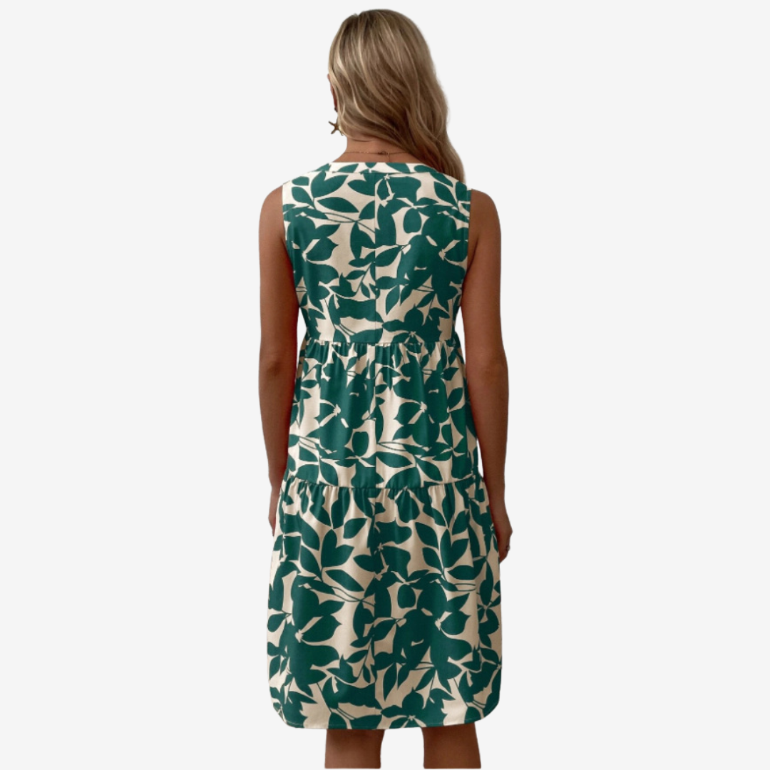 Séraphine™ Midi Dress with Leaf Motifs - La femme Toronto
