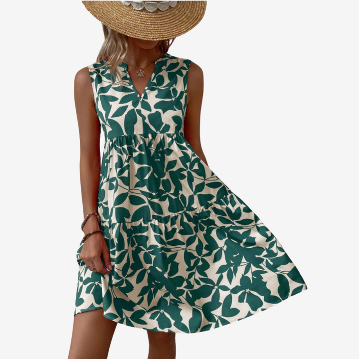Séraphine™ Midi Dress with Leaf Motifs - La femme Toronto