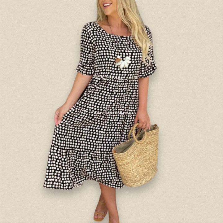 Maelinne | Ruffle Sleeve Midi Dress - La femme Toronto