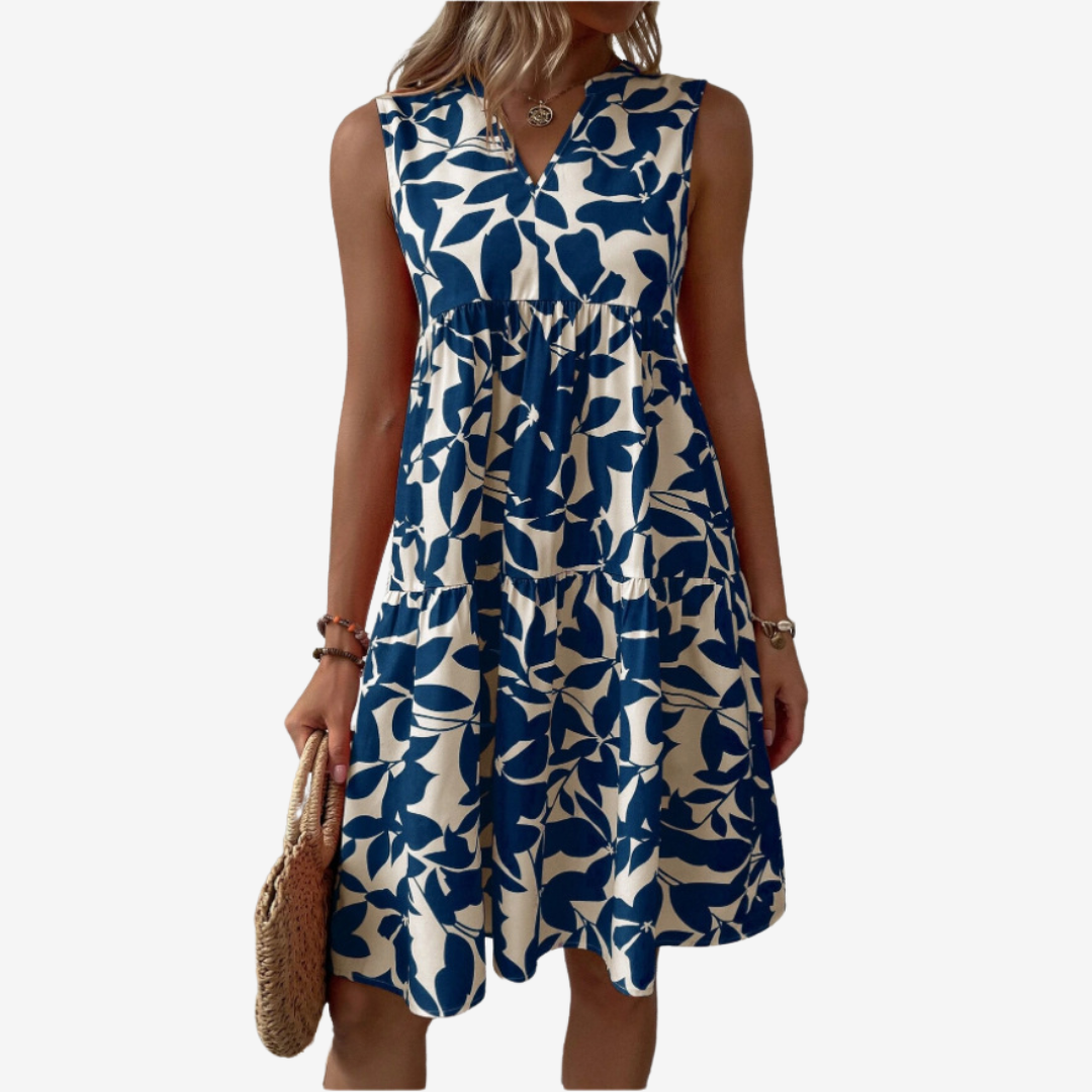 Séraphine™ Midi Dress with Leaf Motifs - La femme Toronto