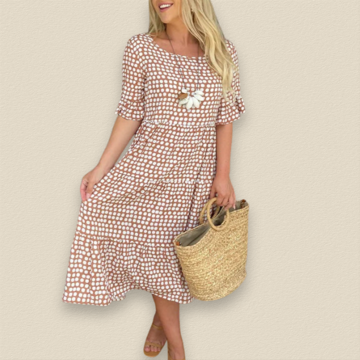 Maelinne | Ruffle Sleeve Midi Dress - La femme Toronto