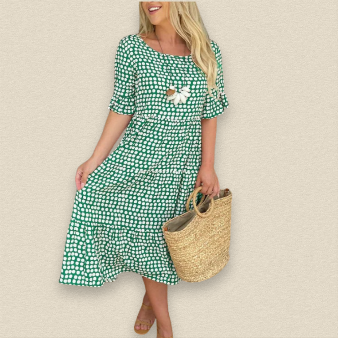 Maelinne | Ruffle Sleeve Midi Dress - La femme Toronto