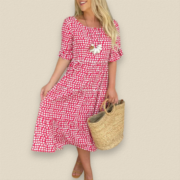 Maelinne | Ruffle Sleeve Midi Dress - La femme Toronto