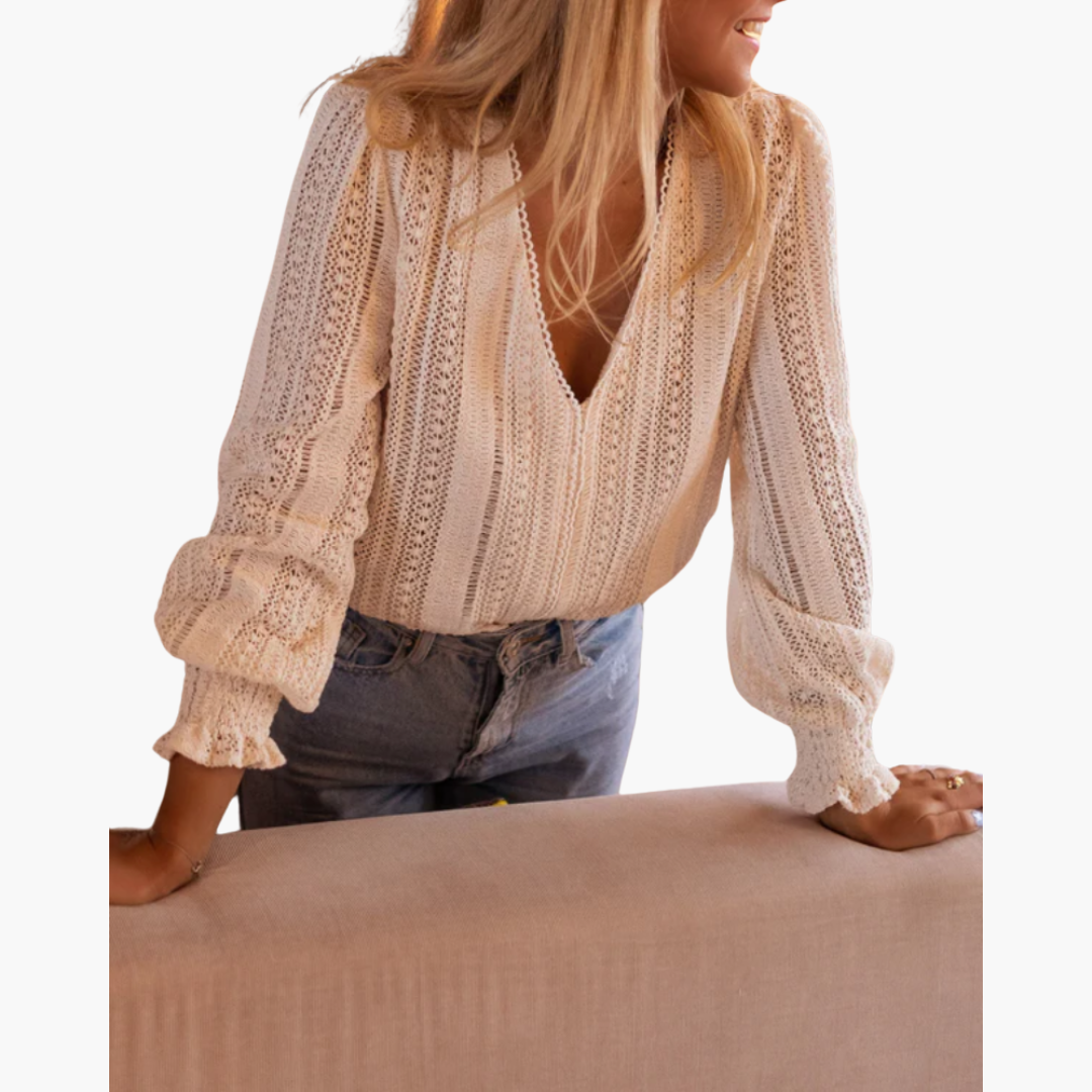 Alice | Stylish Elegant V-Neck Blouse - La femme Toronto