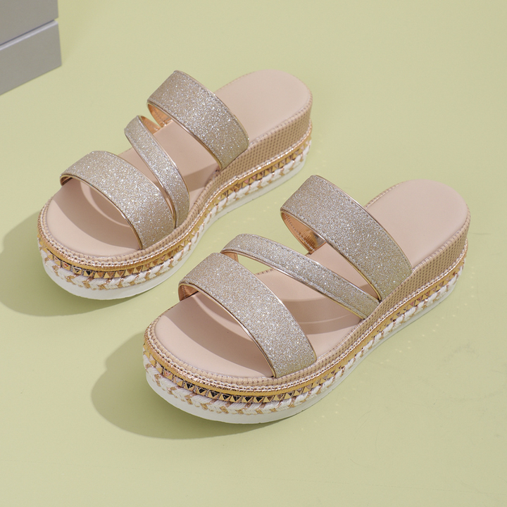 Bella-Sparkle Platform Sandals - La femme Toronto