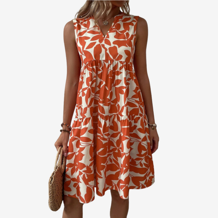 Séraphine™ Midi Dress with Leaf Motifs - La femme Toronto