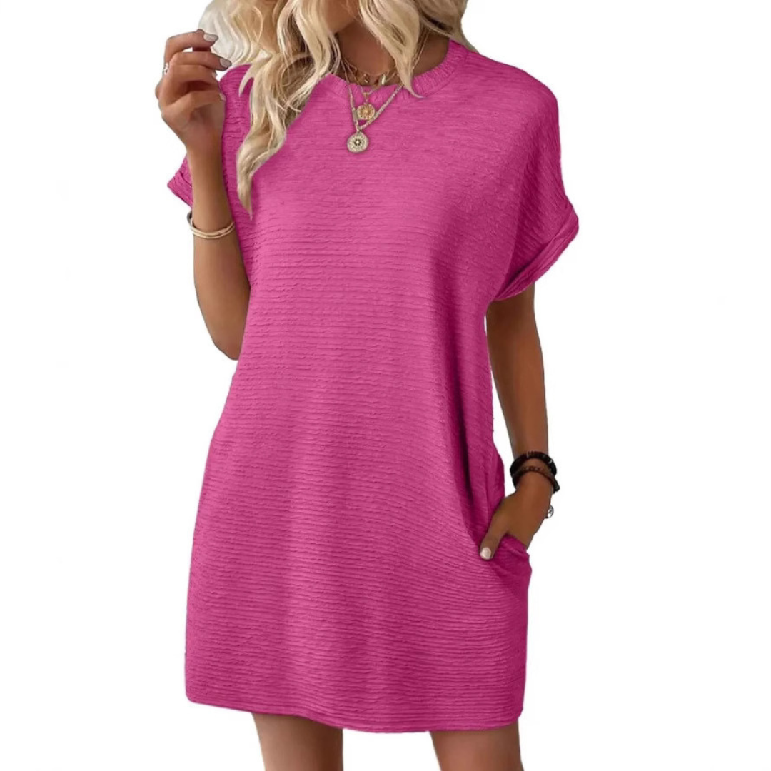 EVASHA™ – Casual Minimalist Round Neck Summer Dress - La femme Toronto