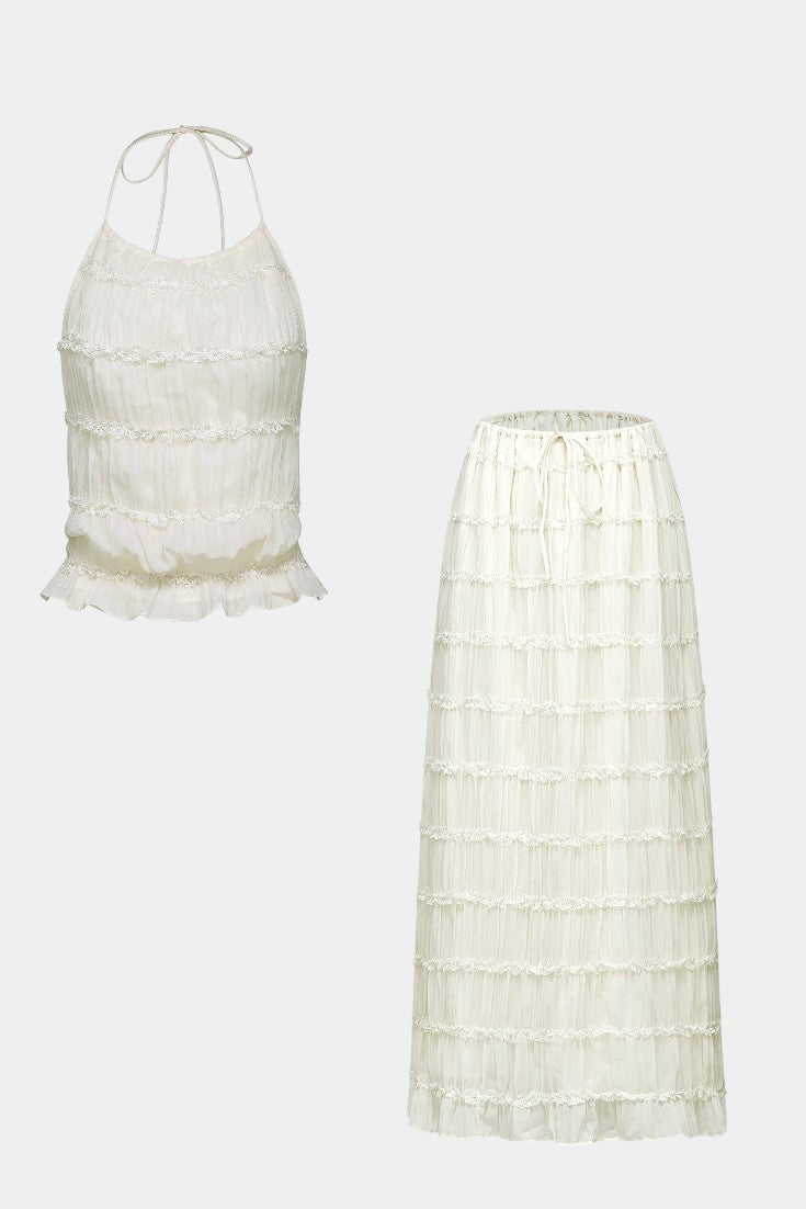 Eugenie Pleated Top & Skirt Matching Set - La femme Toronto