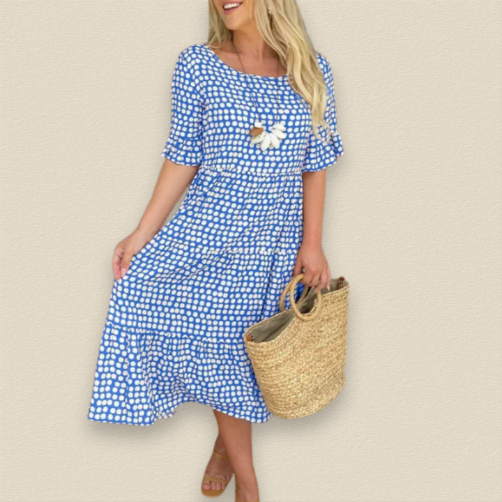 Maelinne | Ruffle Sleeve Midi Dress - La femme Toronto