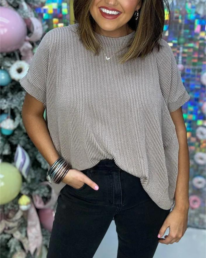 MALI - RIBBED SHORT SLEEVE TOP - La femme Toronto