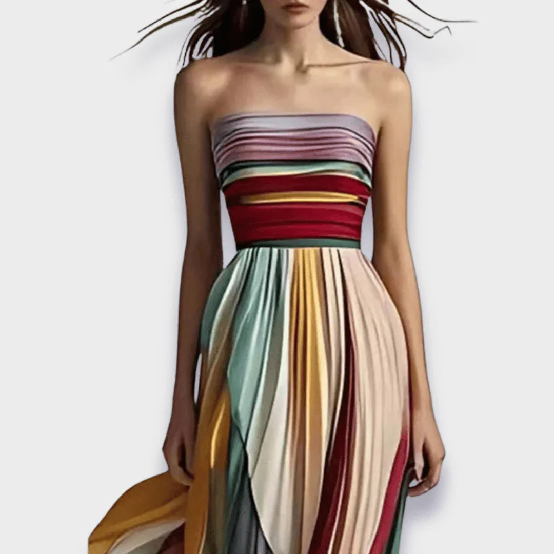 Gesine | Long Flowy Pleated Dress - La femme Toronto