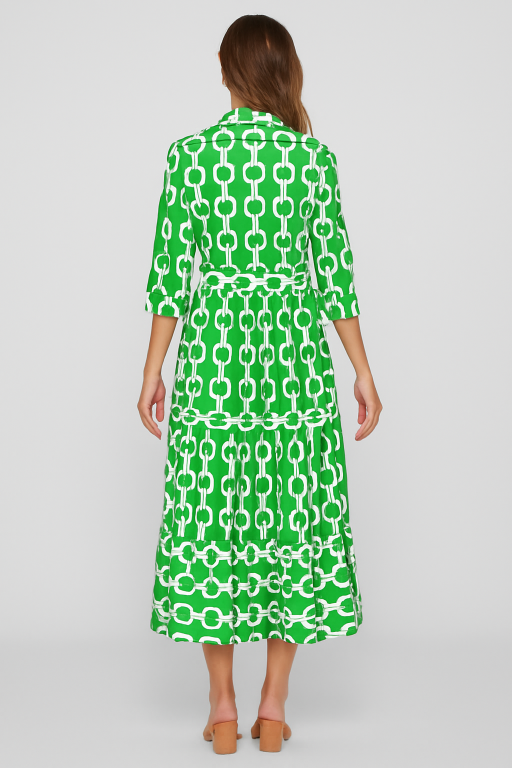 Diane - Chain Link Printed Summer Maxi Dress - La femme Toronto