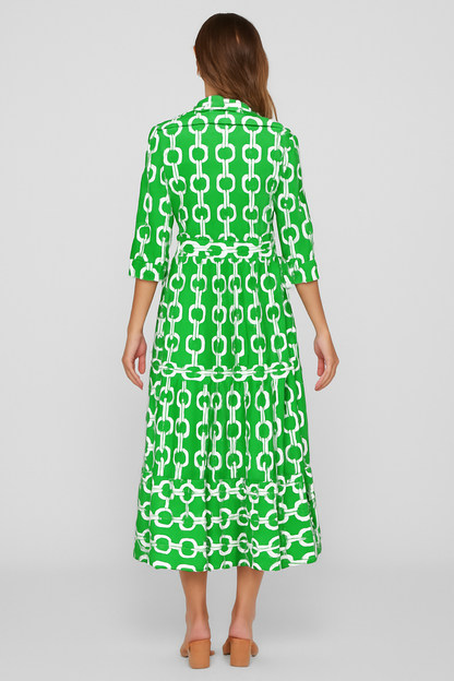 Diane - Chain Link Printed Summer Maxi Dress