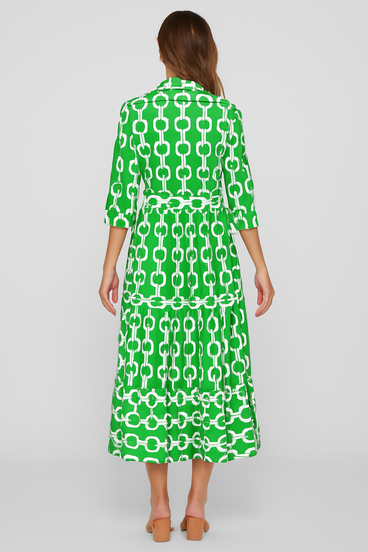 Diane - Chain Link Printed Summer Maxi Dress - La femme Toronto