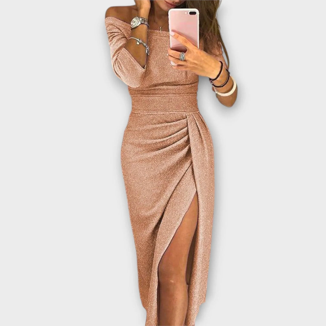 Lena™ Elegant Off-Shoulder Dress - La femme Toronto