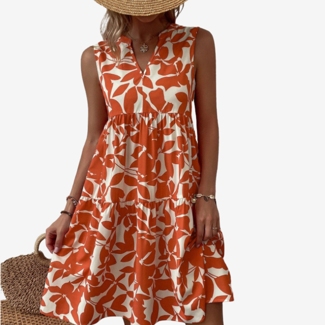 Séraphine™ Midi Dress with Leaf Motifs - La femme Toronto