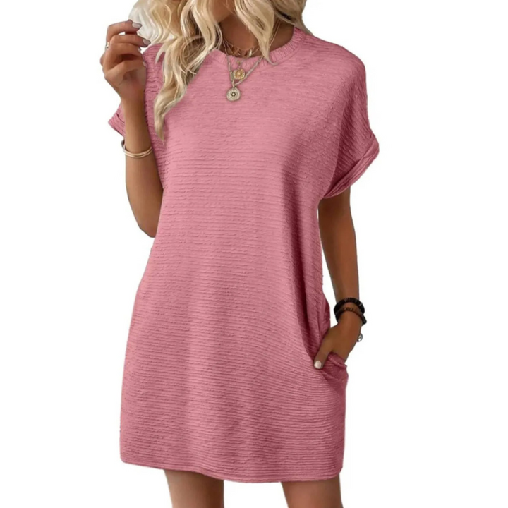 EVASHA™ – Casual Minimalist Round Neck Summer Dress - La femme Toronto