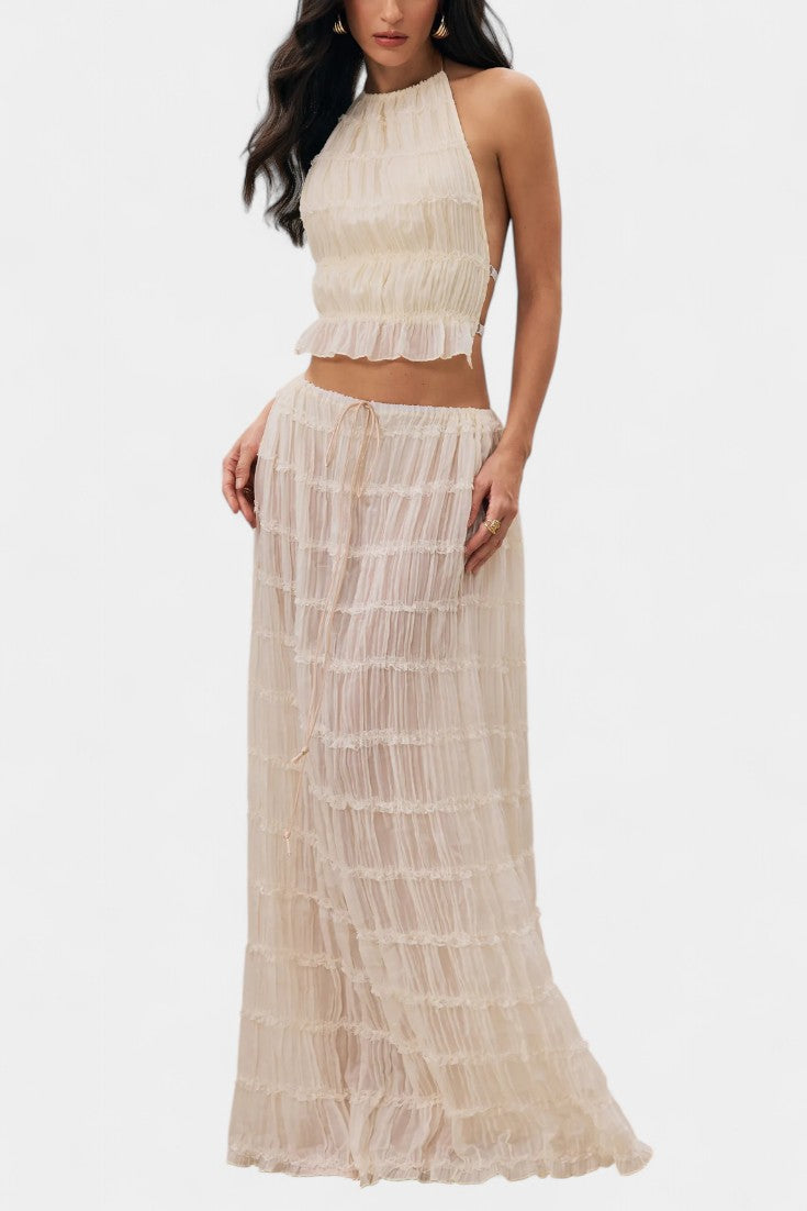 Eugenie Pleated Top & Skirt Matching Set - La femme Toronto