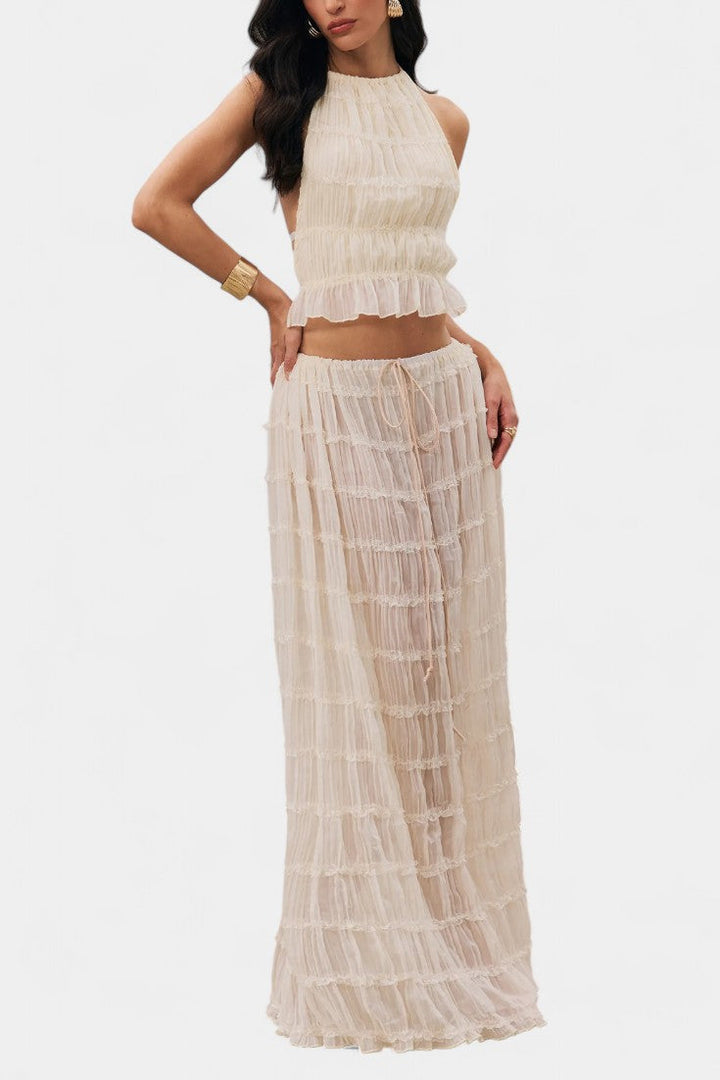 Eugenie Pleated Top & Skirt Matching Set - La femme Toronto