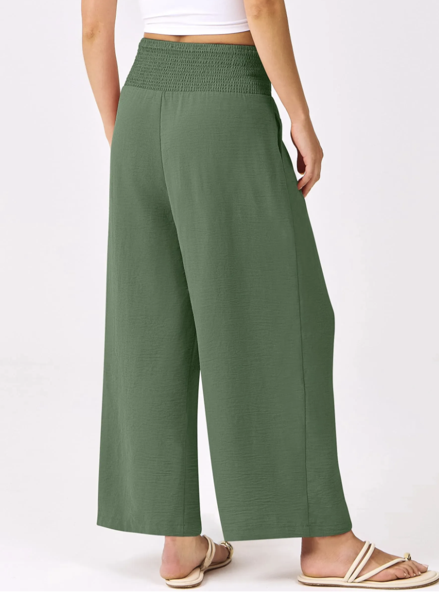 Women's Smocked Waist Wide Leg Palazzo Pants - La femme Toronto