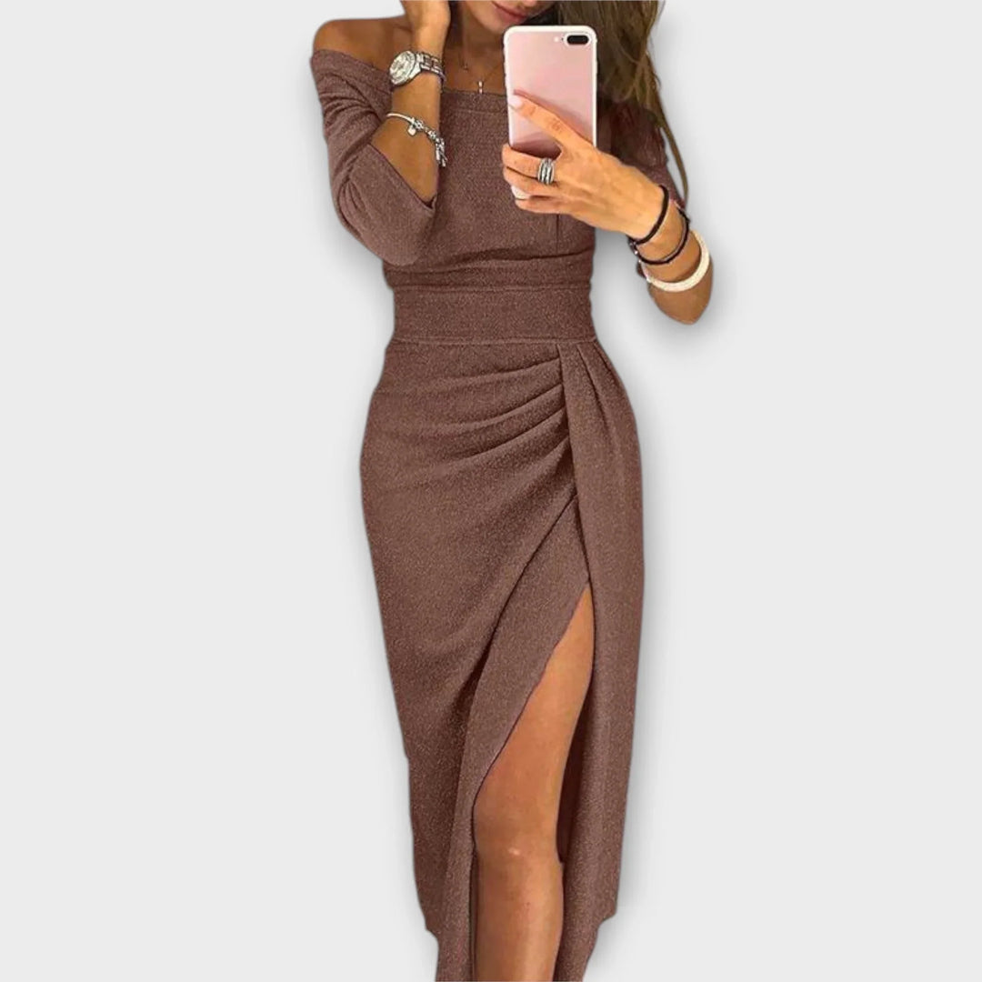 Lena™ Elegant Off-Shoulder Dress - La femme Toronto