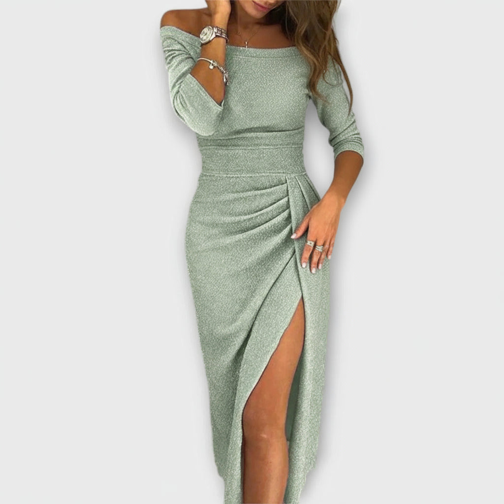 Lena™ Elegant Off-Shoulder Dress - La femme Toronto