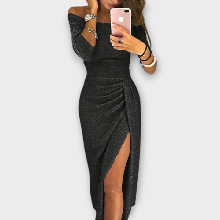 Lena™ Elegant Off-Shoulder Dress - La femme Toronto