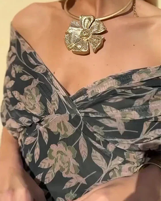 Julieta™ | Duga haljina sa V-izrezom i dugim rukavima