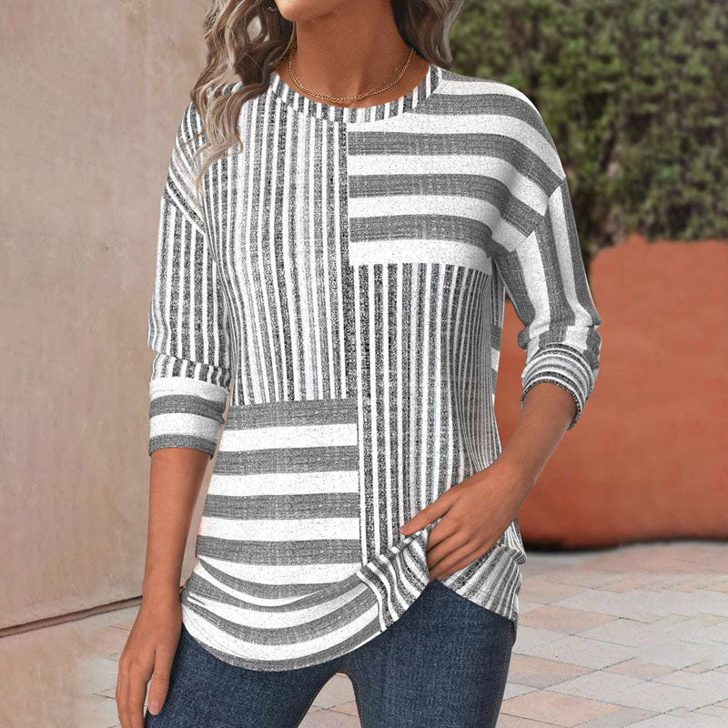 Mira-Striped Comfort Blouse - La femme Toronto