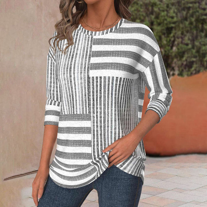 Mira-Striped Comfort Blouse - La femme Toronto