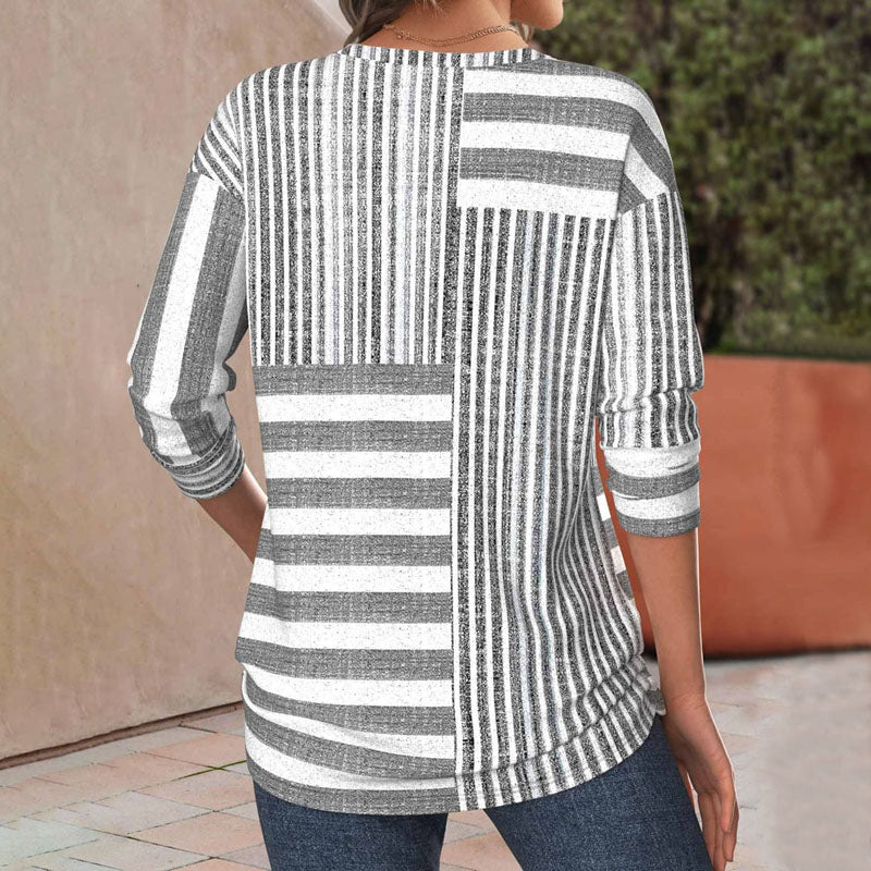 Mira-Striped Comfort Blouse - La femme Toronto