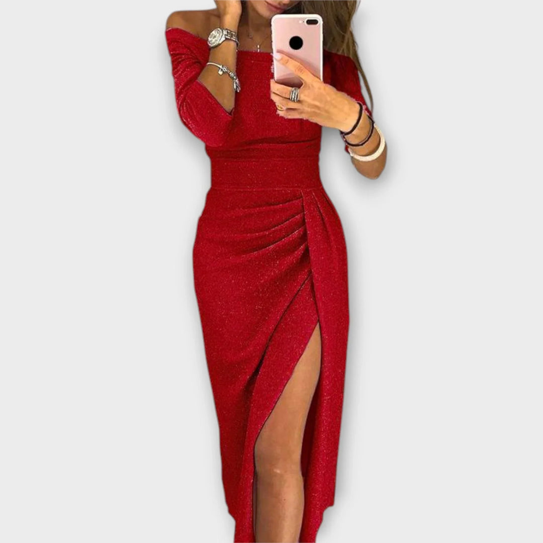 Lena™ Elegant Off-Shoulder Dress - La femme Toronto