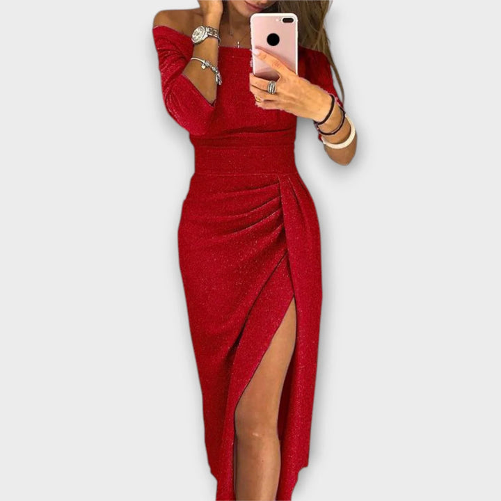 Lena™ Elegant Off-Shoulder Dress - La femme Toronto