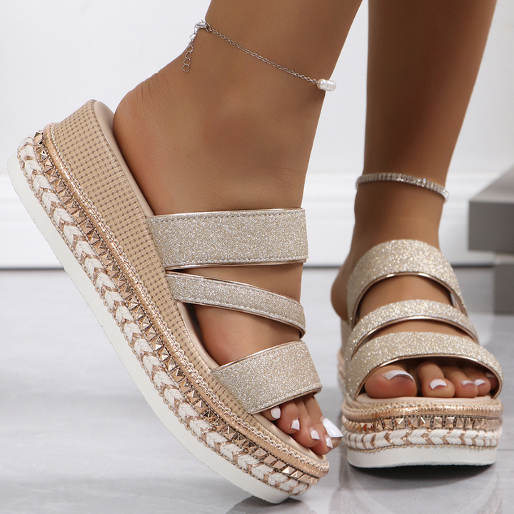 Bella-Sparkle Platform Sandals - La femme Toronto