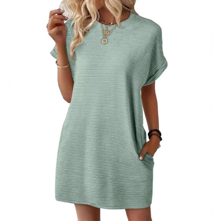 EVASHA™ – Casual Minimalist Round Neck Summer Dress - La femme Toronto