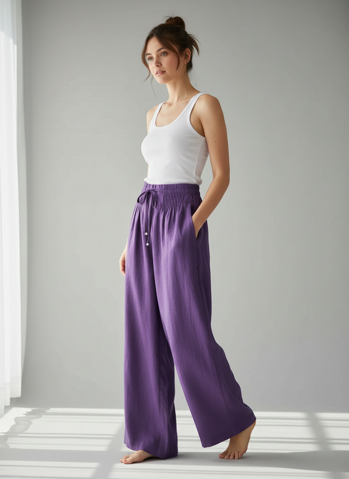 Camille | Wide-leg Pants in Cotton and Linen Blend