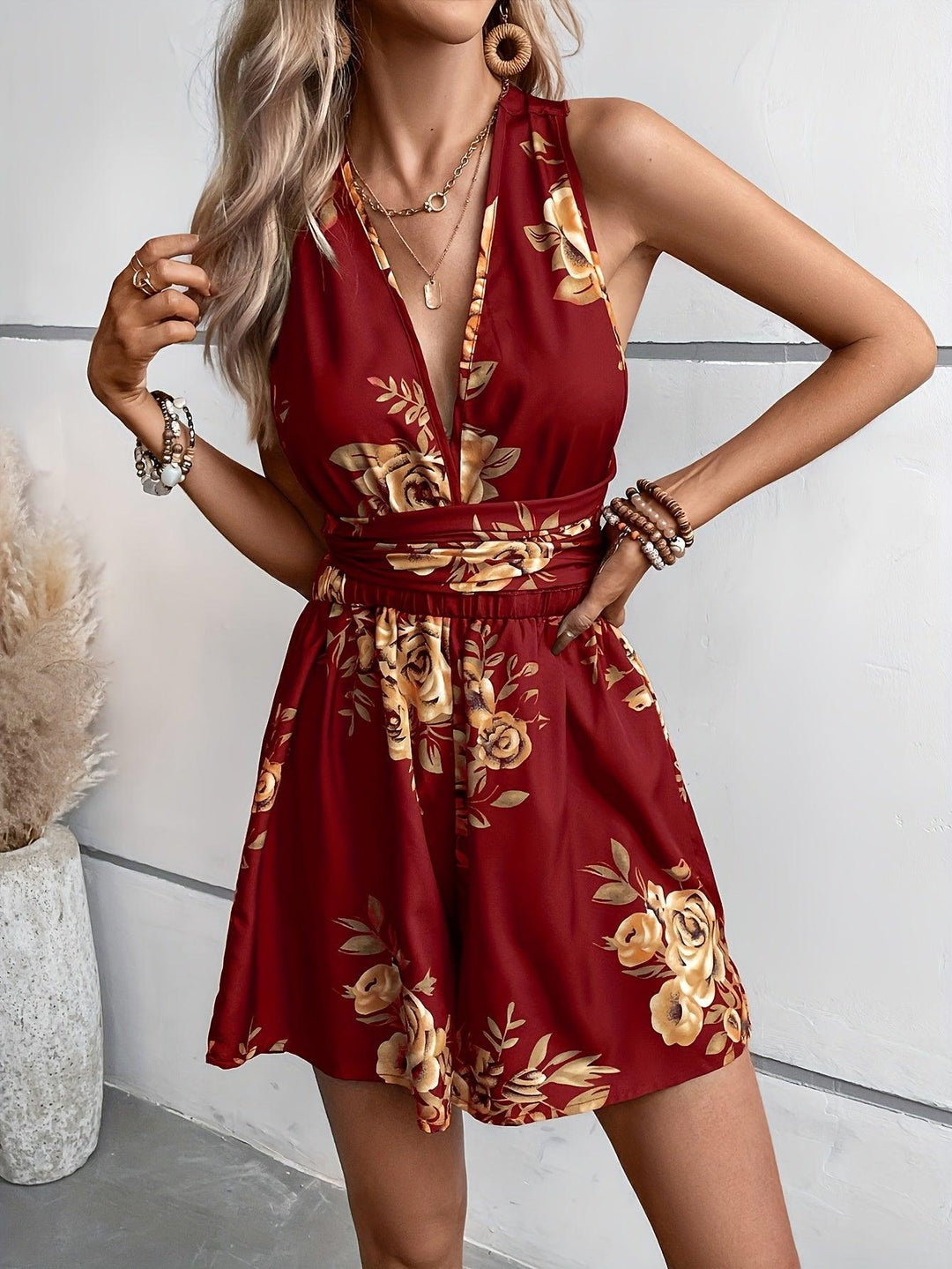 The Sunshine Floral Romper Jumpsuit - La femme Toronto