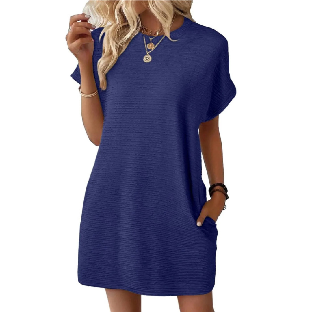EVASHA™ – Casual Minimalist Round Neck Summer Dress - La femme Toronto