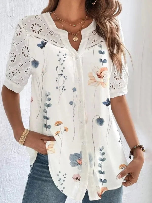 Sophia-lee| Elegant Short-Sleeved Shirt